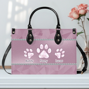 Paw Print Emblem Design Handbag – Custom Name Gift for Dog Enthusiasts - 89Prints