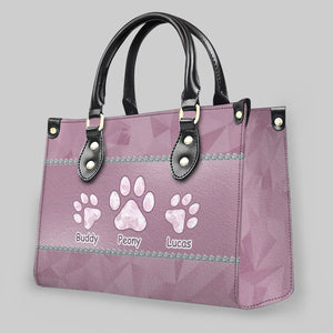 Paw Print Emblem Design Handbag – Custom Name Gift for Dog Enthusiasts - 89Prints
