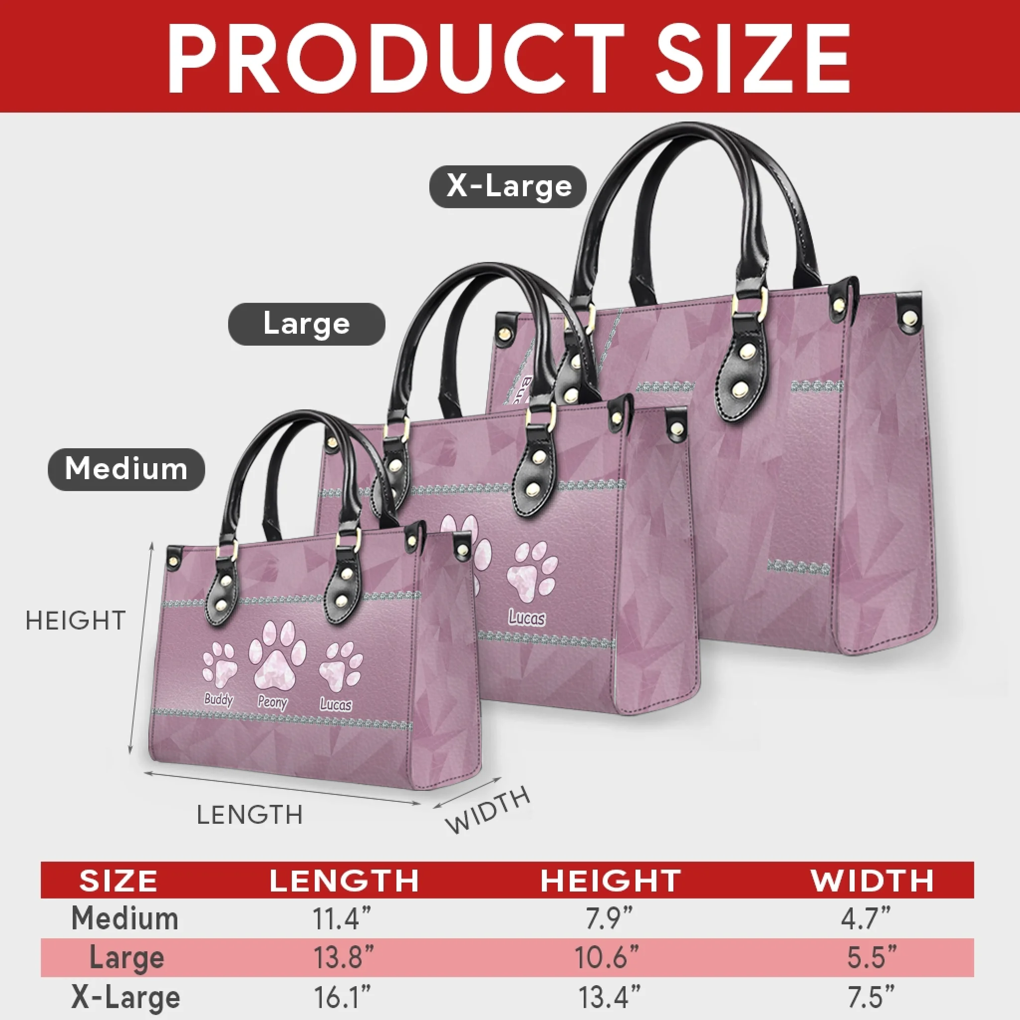 Paw Print Emblem Design Handbag – Custom Name Gift for Dog Enthusiasts - 89Prints