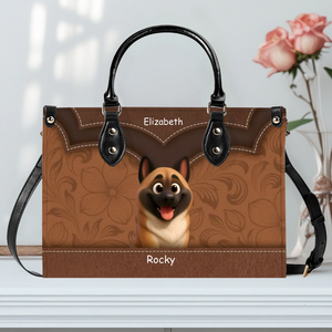 Layered Heart Stitch Artwork Handbag – Personalized Name & Dog Art Gift for Dog Lovers - 89Prints