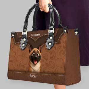 Layered Heart Stitch Artwork Handbag – Personalized Name & Dog Art Gift for Dog Lovers - 89Prints