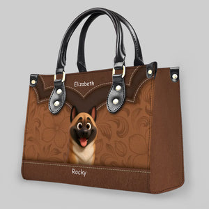 Layered Heart Stitch Artwork Handbag – Personalized Name & Dog Art Gift for Dog Lovers - 89Prints