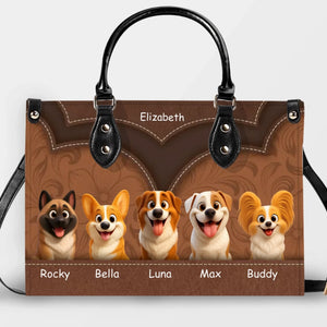 Layered Heart Stitch Artwork Handbag – Personalized Name & Dog Art Gift for Dog Lovers - 89Prints