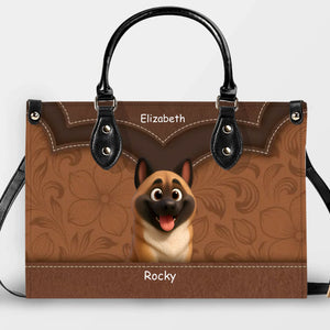 Layered Heart Stitch Artwork Handbag – Personalized Name & Dog Art Gift for Dog Lovers - 89Prints