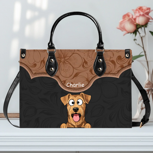 Floral Curved Panel Pet Artwork Handbag – Custom Dog Art & Name Gift for Dog Lovers - 89prints