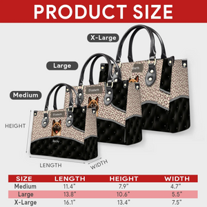 Leopard Pattern Quilted Panel Handbag – Unique Dog Art & Name Gift for Dog Lovers - 89Prints