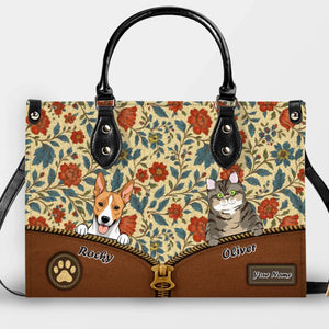 Decorative Floral Zip Accent Handbag – Signature Dog Art & Name for Dog Lovers - 89Prints