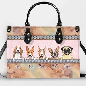 Marble Texture & Crystal Trim Pet Artwork Handbag – Custom Dog Art & Name Gift for Dog Owners - 89Prints
