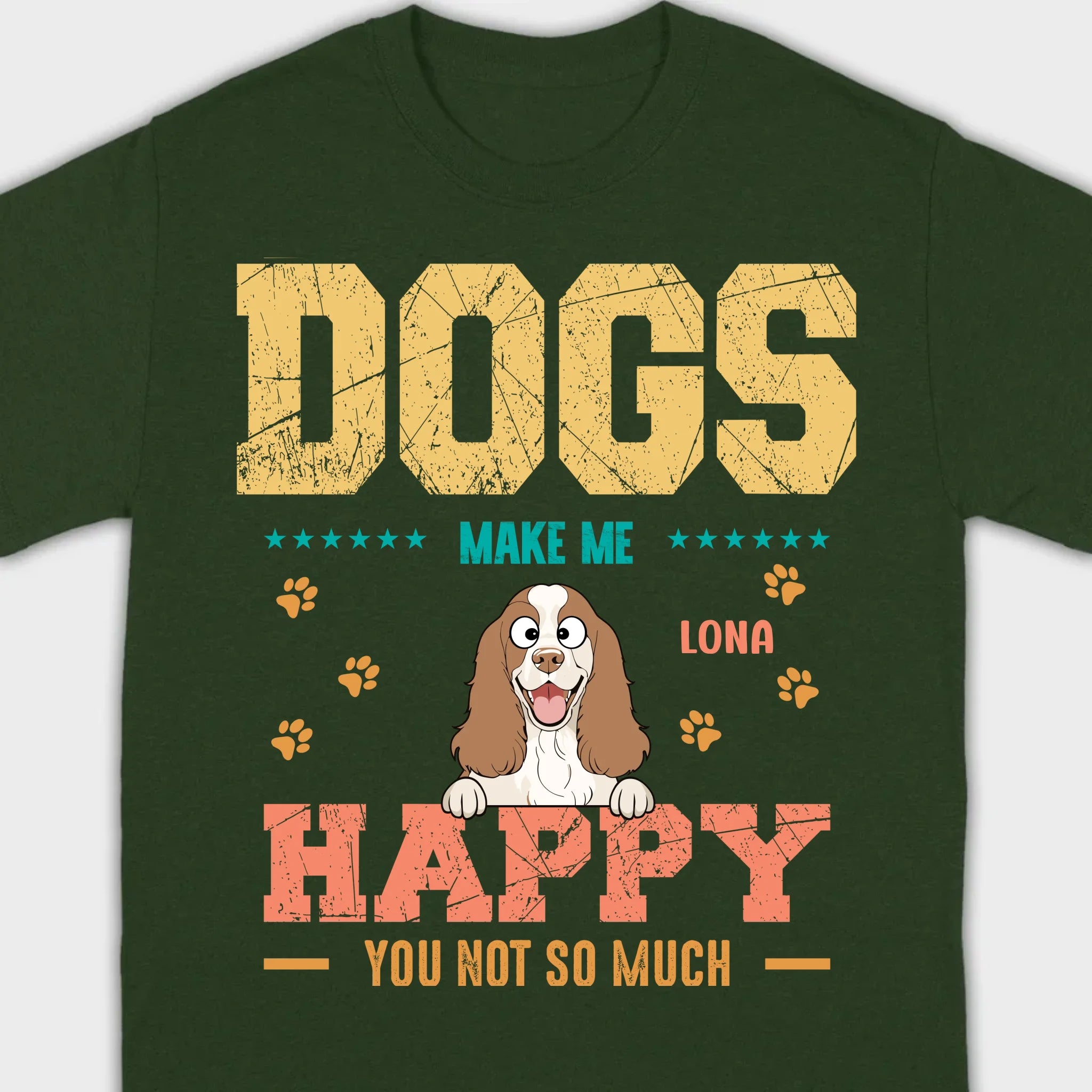 Custom “Dog Make Me Happy” American Cocker Spaniel Basic Tee – 89Prints