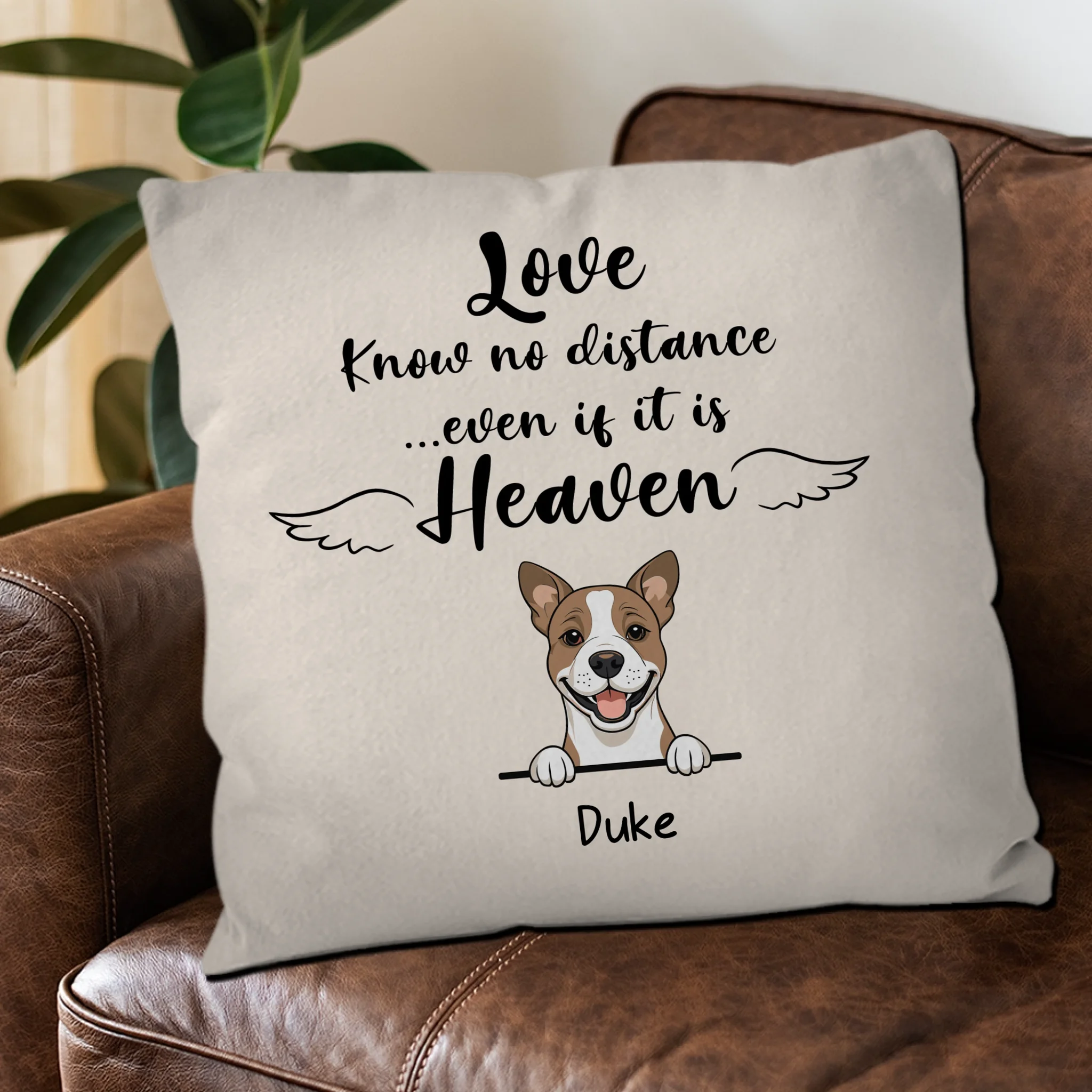 Love Knows No Distance... Even If It Is Heaven Pillow – Personalized Dog-Themed Gift – 89Prints