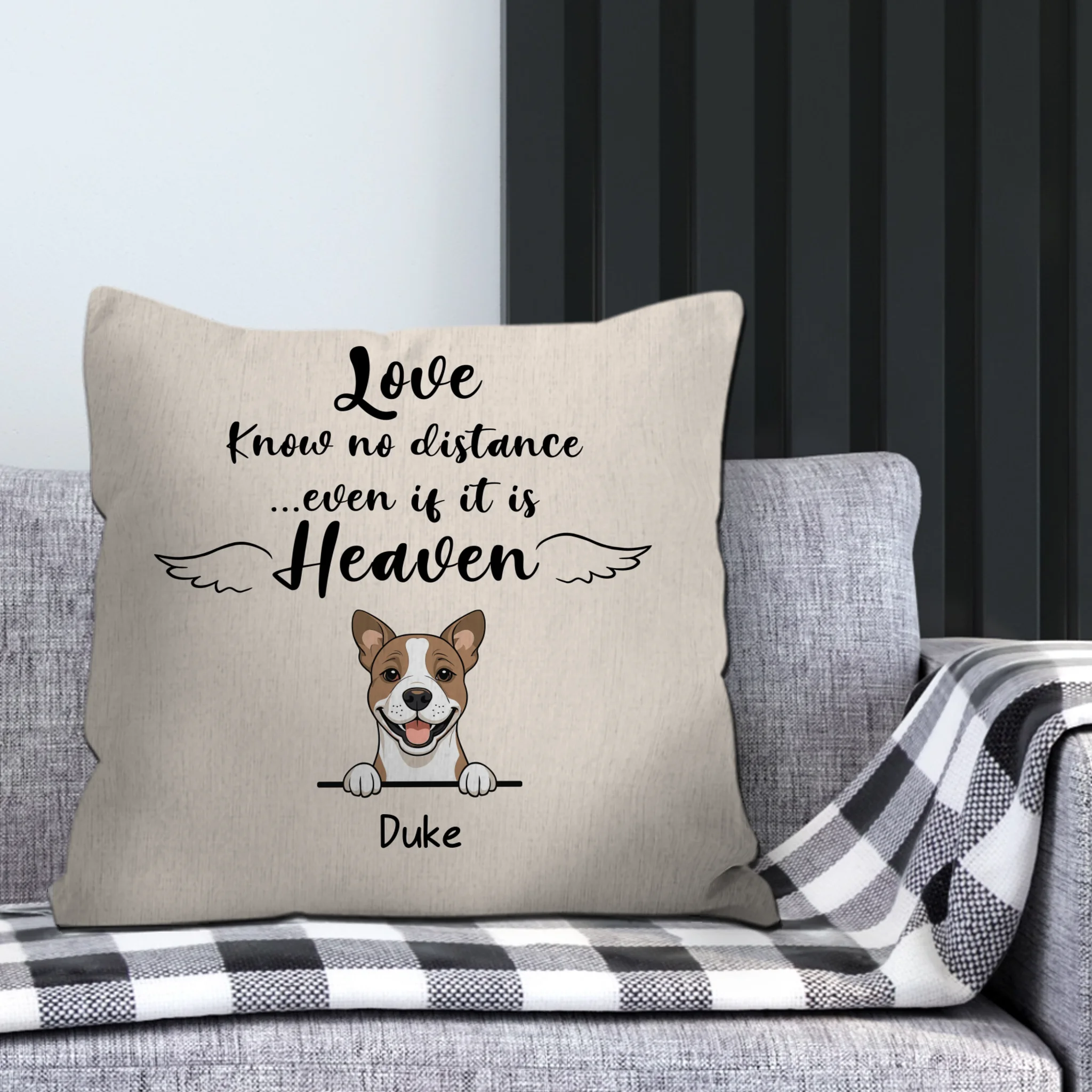 Love Knows No Distance... Even If It Is Heaven Pillow – Personalized Dog-Themed Gift – 89Prints