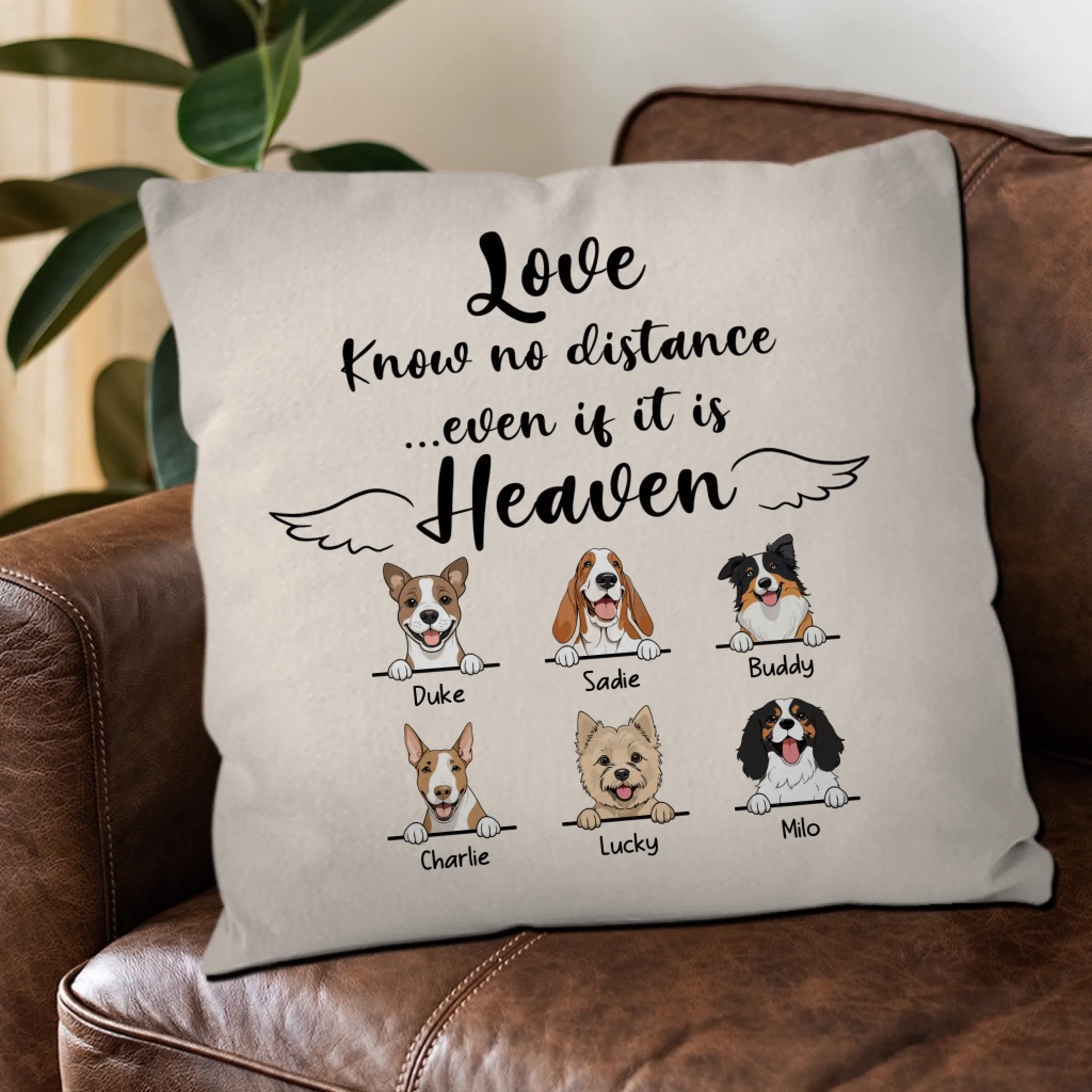 Love Knows No Distance... Even If It Is Heaven Pillow – Personalized Dog-Themed Gift – 89Prints