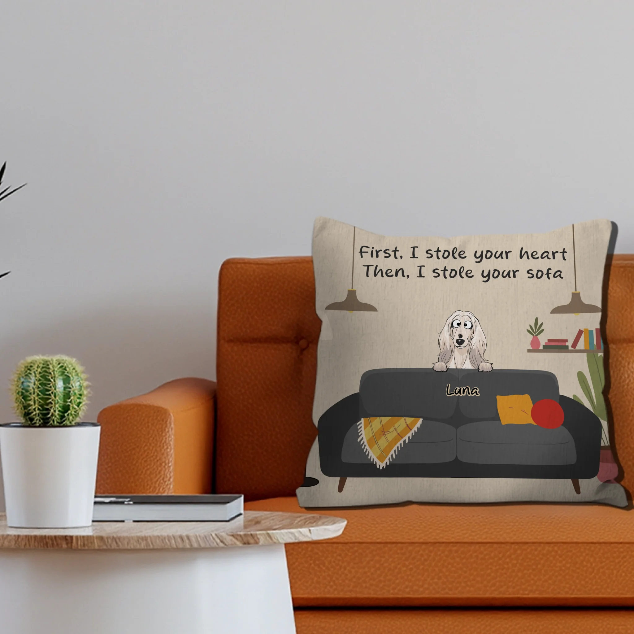 First, I Stole Your Heart, Then I Stole Your Sofa Pillow – Customized Gift For Dog Parents – 89Prints