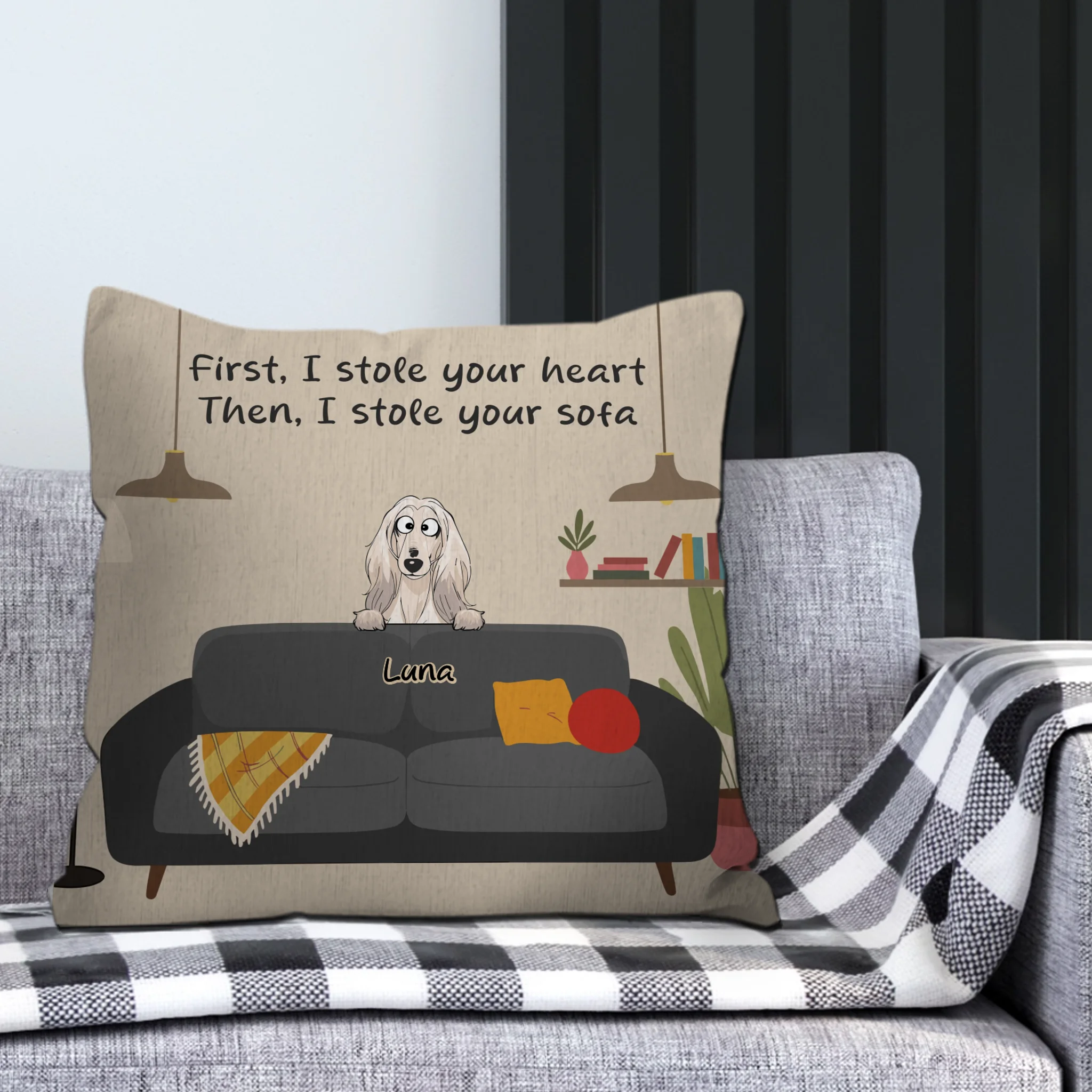 First, I Stole Your Heart, Then I Stole Your Sofa Pillow – Customized Gift For Dog Parents – 89Prints