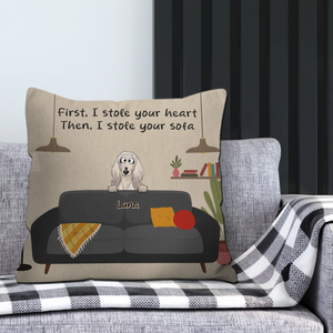 First, I Stole Your Heart, Then I Stole Your Sofa Pillow – Customized Gift For Dog Parents – 89Prints