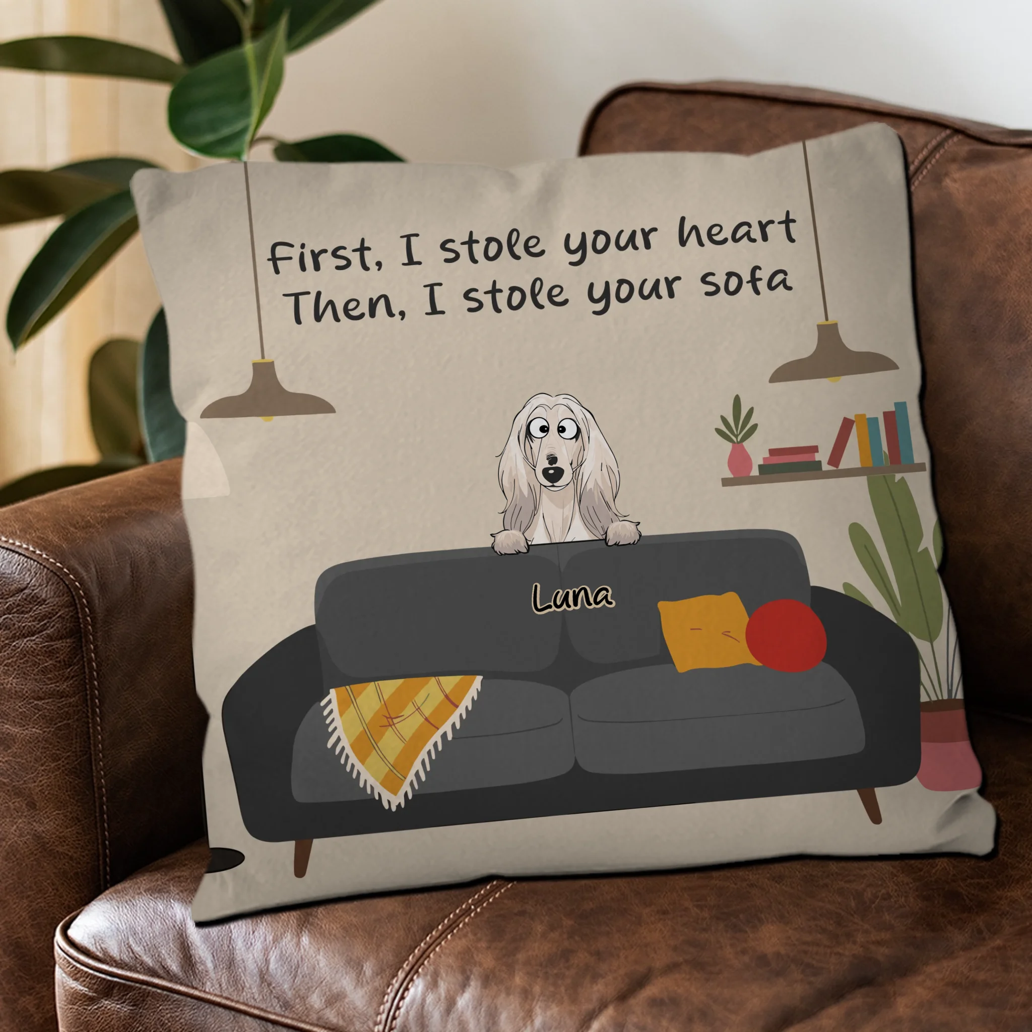 First, I Stole Your Heart, Then I Stole Your Sofa Pillow – Customized Gift For Dog Parents – 89Prints
