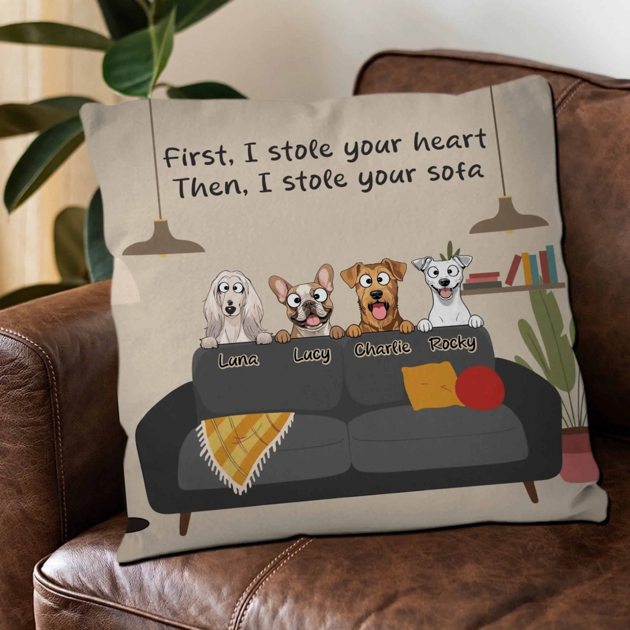 First, I Stole Your Heart, Then I Stole Your Sofa Pillow – Customized Gift For Dog Parents – 89Prints