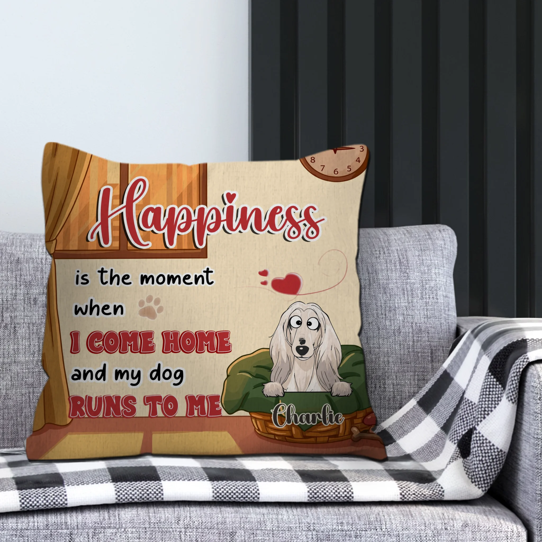 Individualized Happiness Is The Moment When I Come Home And My Dog Runs To Me Pillow – 89Prints