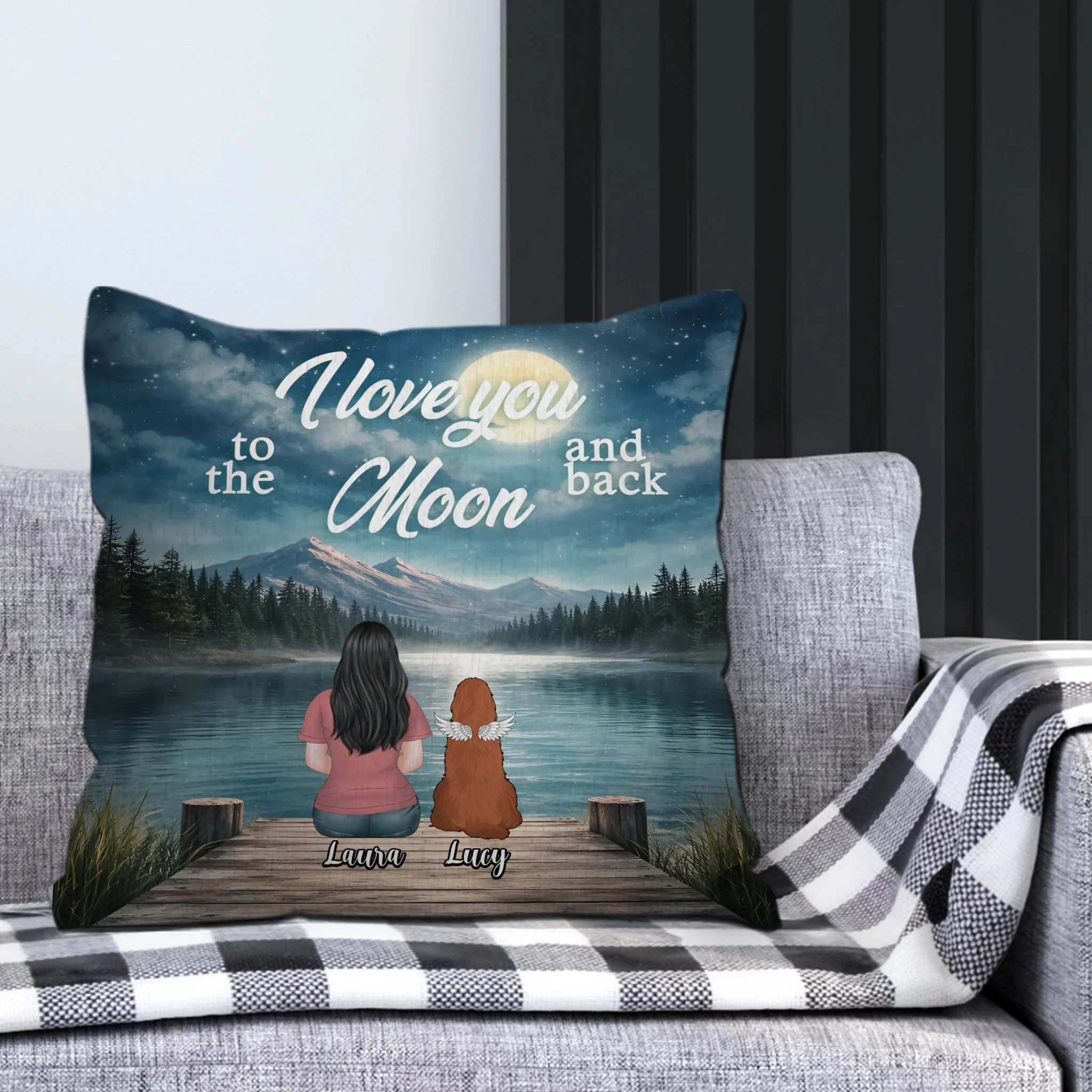 I Love You To The Moon And Back Pillow – Meaningful Dog Lovers Gift – 89Prints