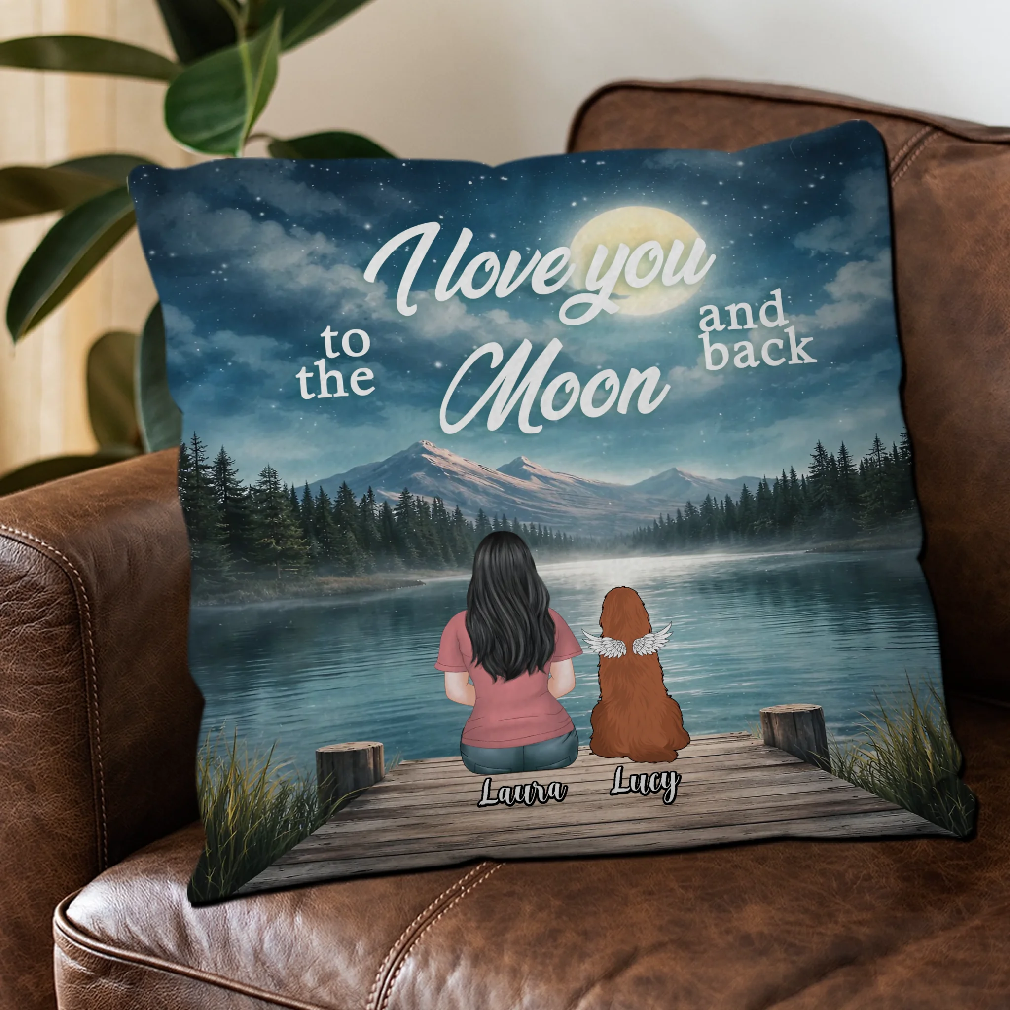 I Love You To The Moon And Back Pillow – Meaningful Dog Lovers Gift – 89Prints