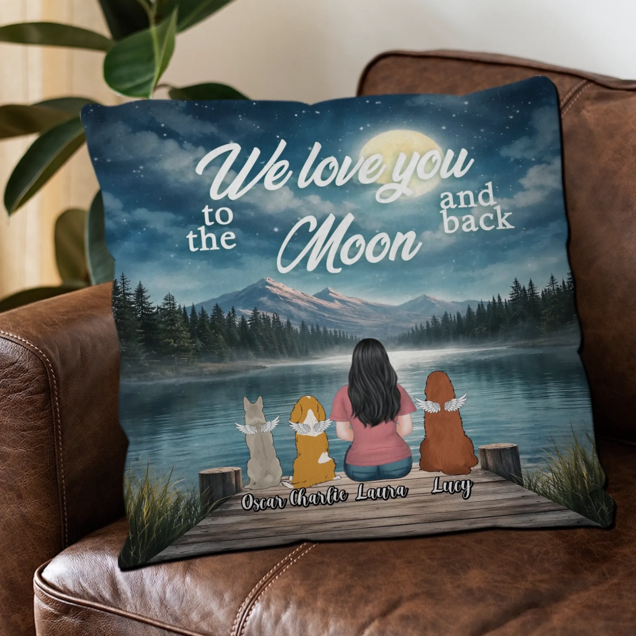 I Love You To The Moon And Back Pillow – Meaningful Dog Lovers Gift – 89Prints