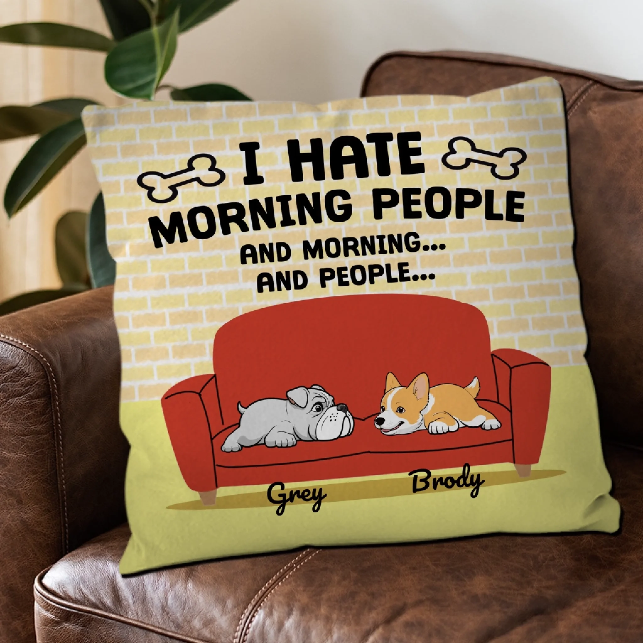 I Hate Morning People, And Mornings, And People Pillow – Heartfelt Gift For Dog Owners – 89Prints