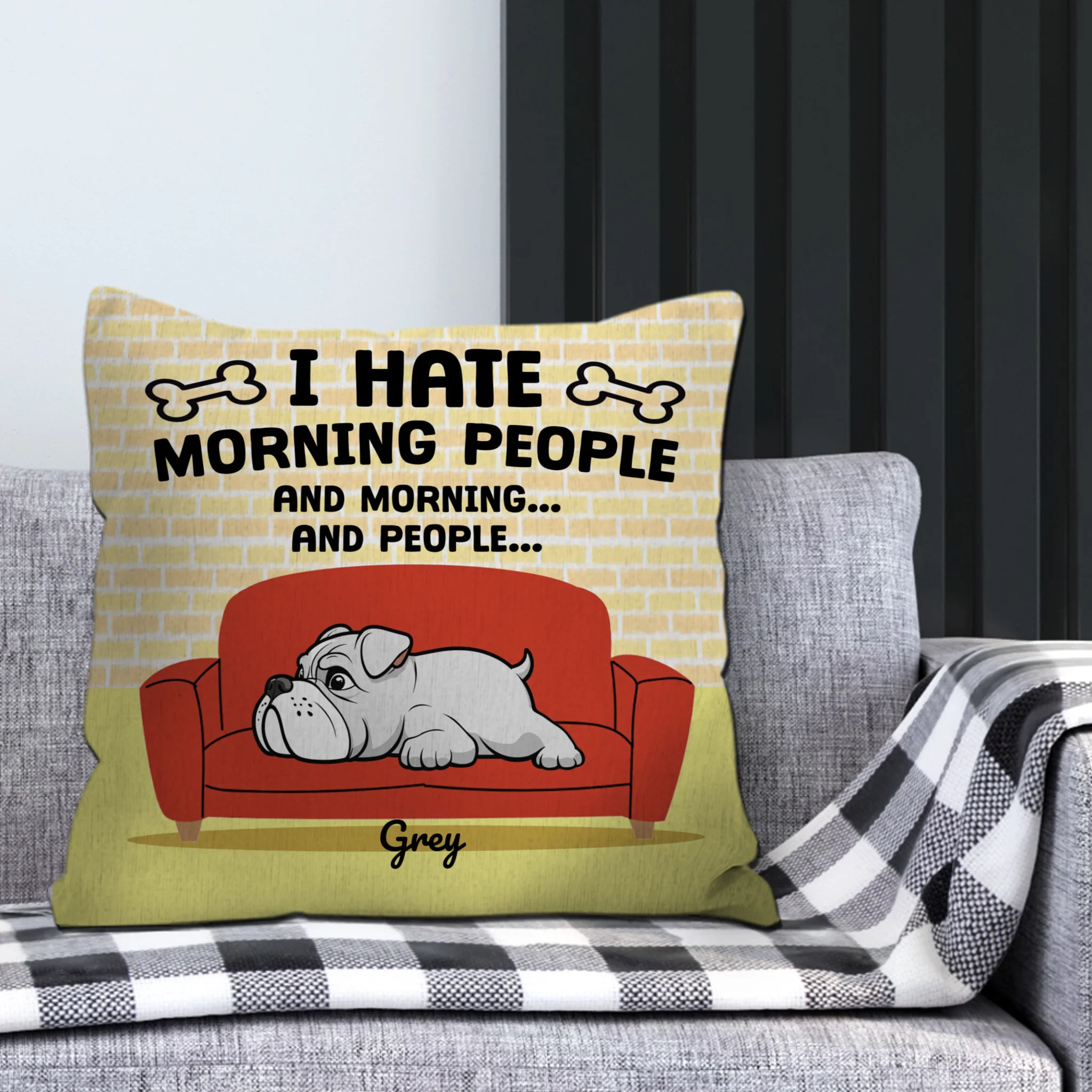I Hate Morning People, And Mornings, And People Pillow – Heartfelt Gift For Dog Owners – 89Prints