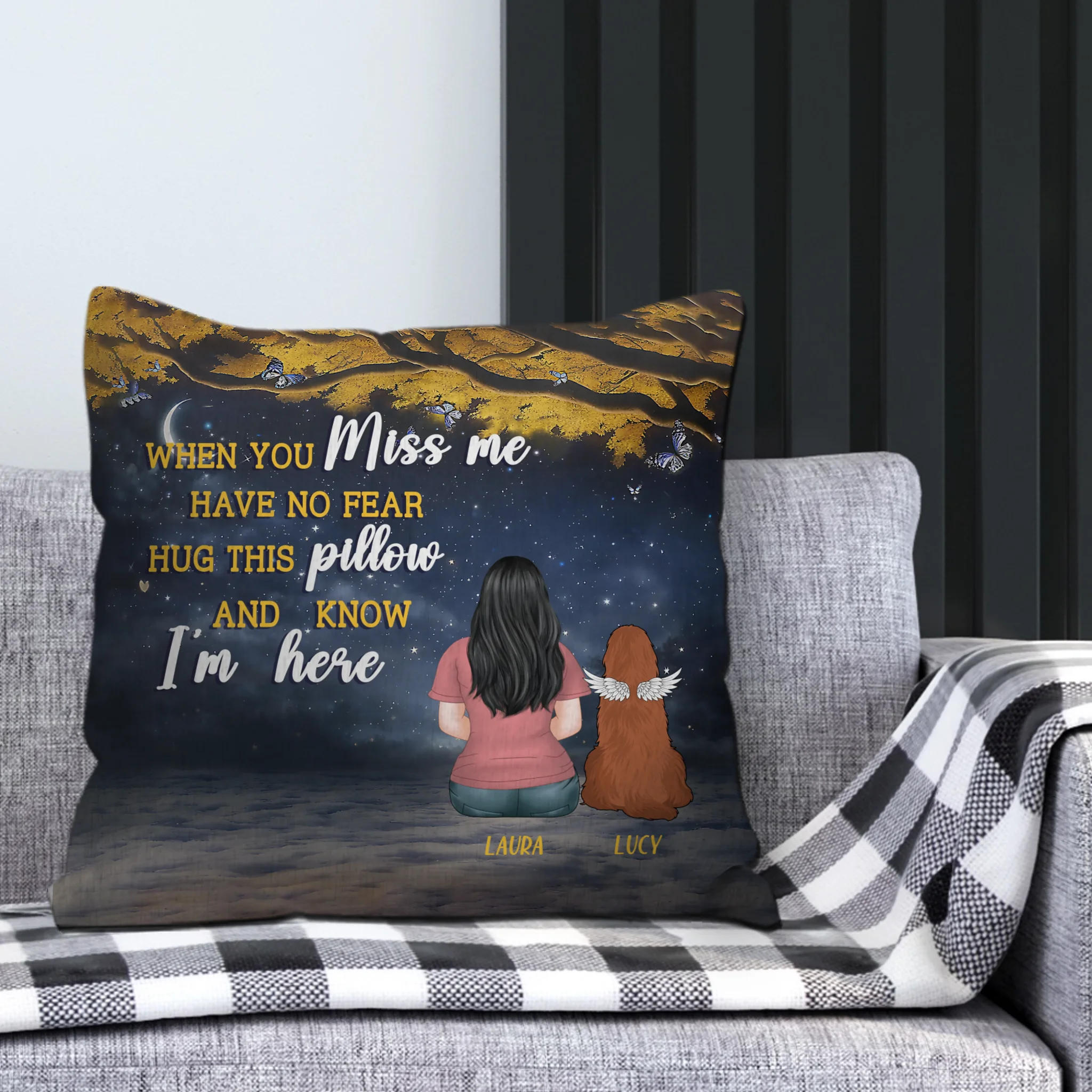 When You Miss Me, Have No Fear – Hug This Pillow – Tailored Dog And Owner Gift – 89Prints