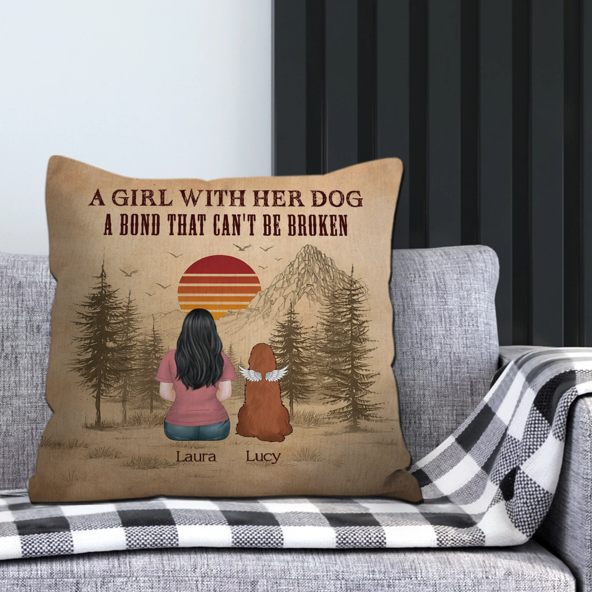 A Girl With Her Dogs, A Bond That Can’t Be Broken Pillow – Individualized Dog-Themed Gift – 89Prints