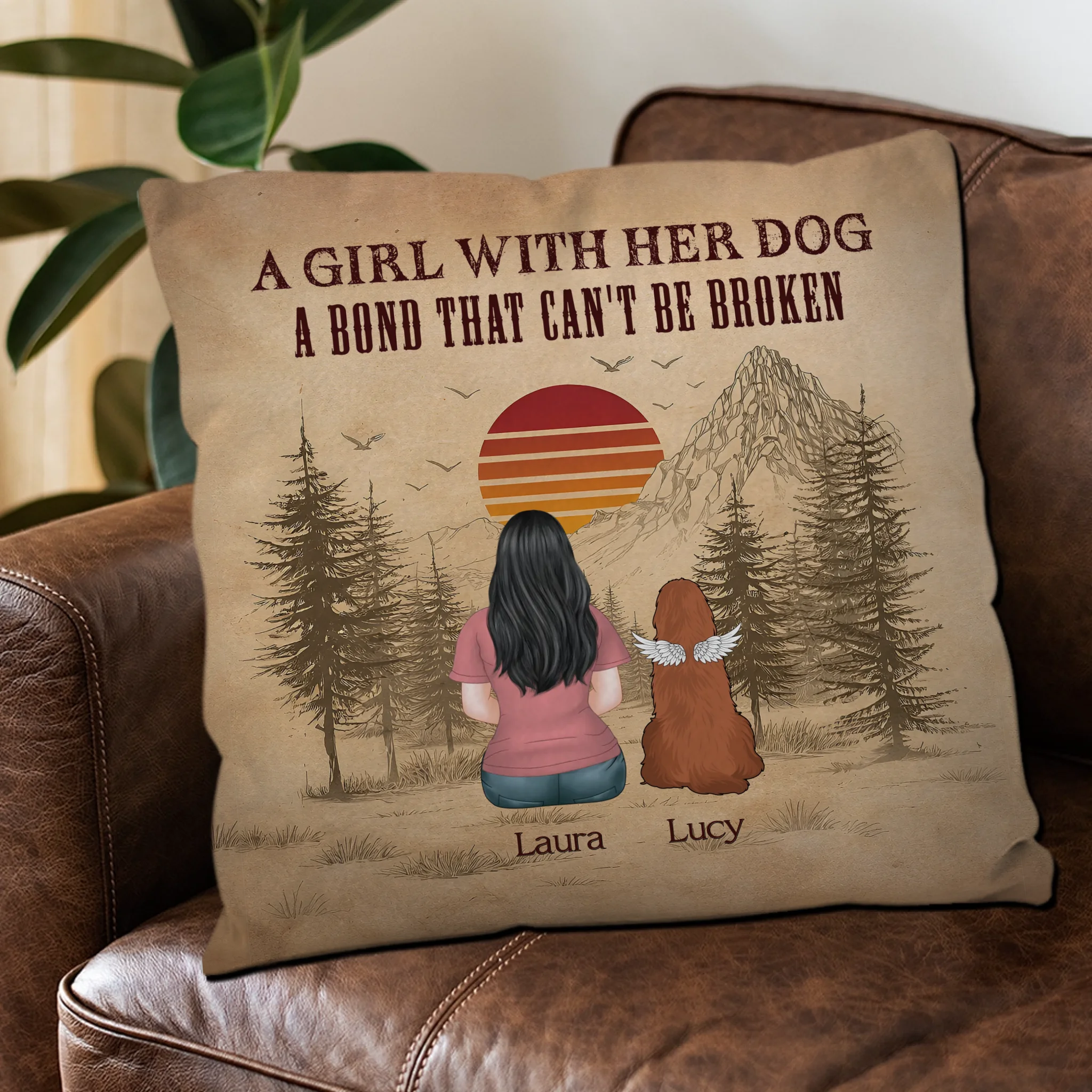 A Girl With Her Dogs, A Bond That Can’t Be Broken Pillow – Individualized Dog-Themed Gift – 89Prints