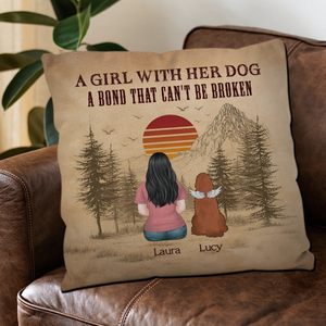 A Girl With Her Dogs, A Bond That Can’t Be Broken Pillow – Individualized Dog-Themed Gift – 89Prints