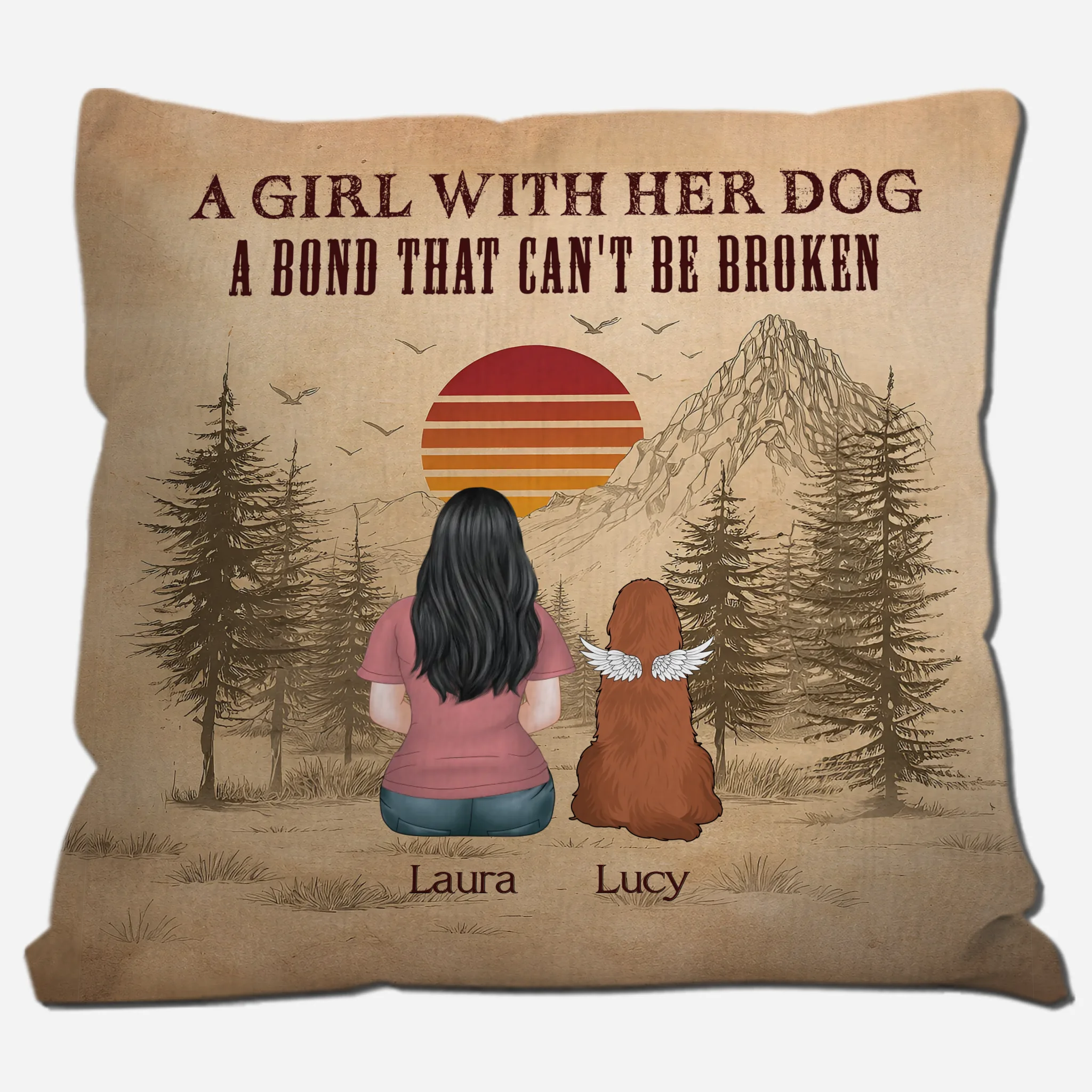 A Girl With Her Dogs, A Bond That Can’t Be Broken Pillow – Individualized Dog-Themed Gift – 89Prints