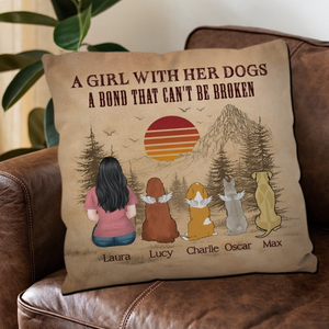 A Girl With Her Dogs, A Bond That Can’t Be Broken Pillow – Individualized Dog-Themed Gift – 89Prints