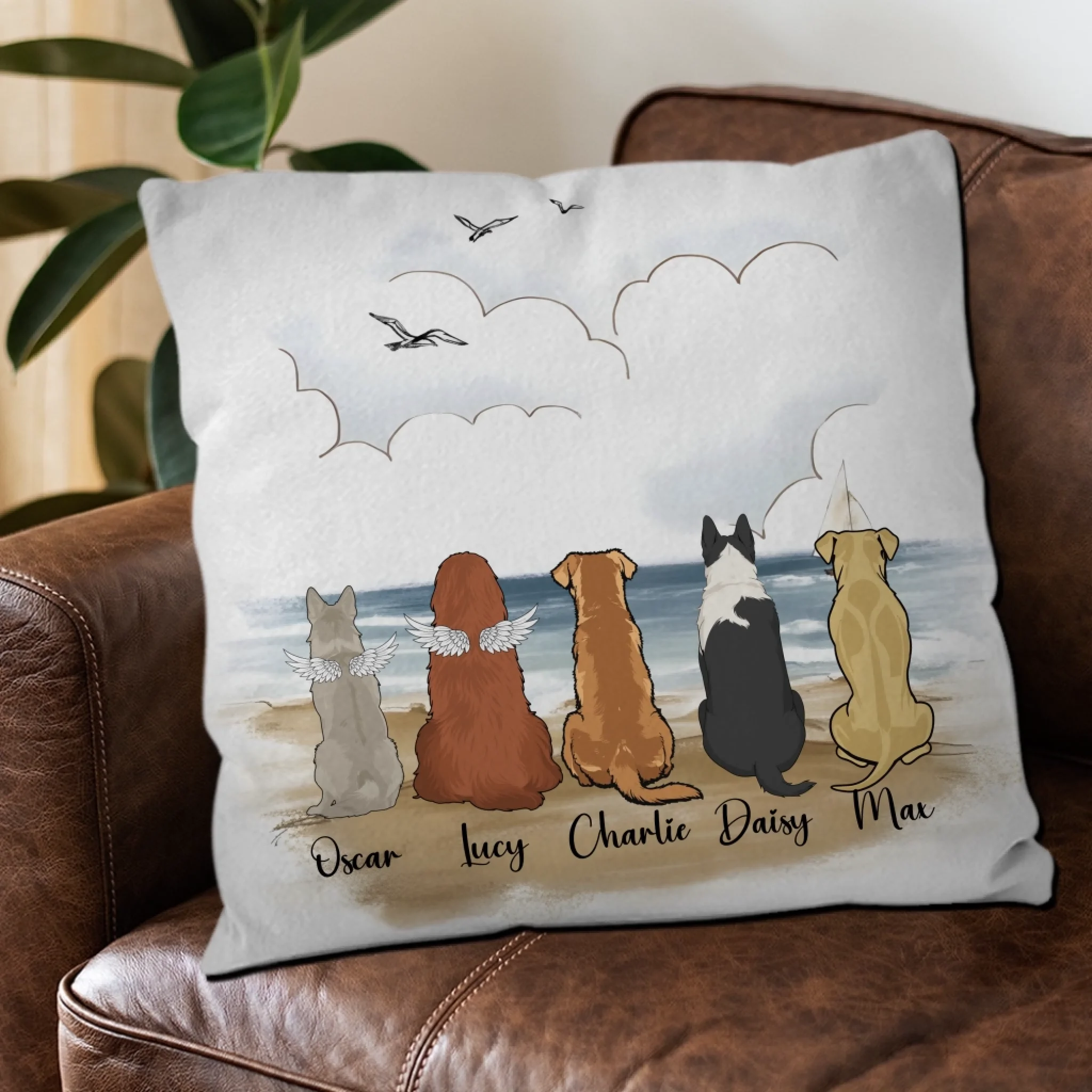 Custom Dog Pillow With A Beach Scene – Emotional Perfect Gift For Dog Lovers – 89Prints