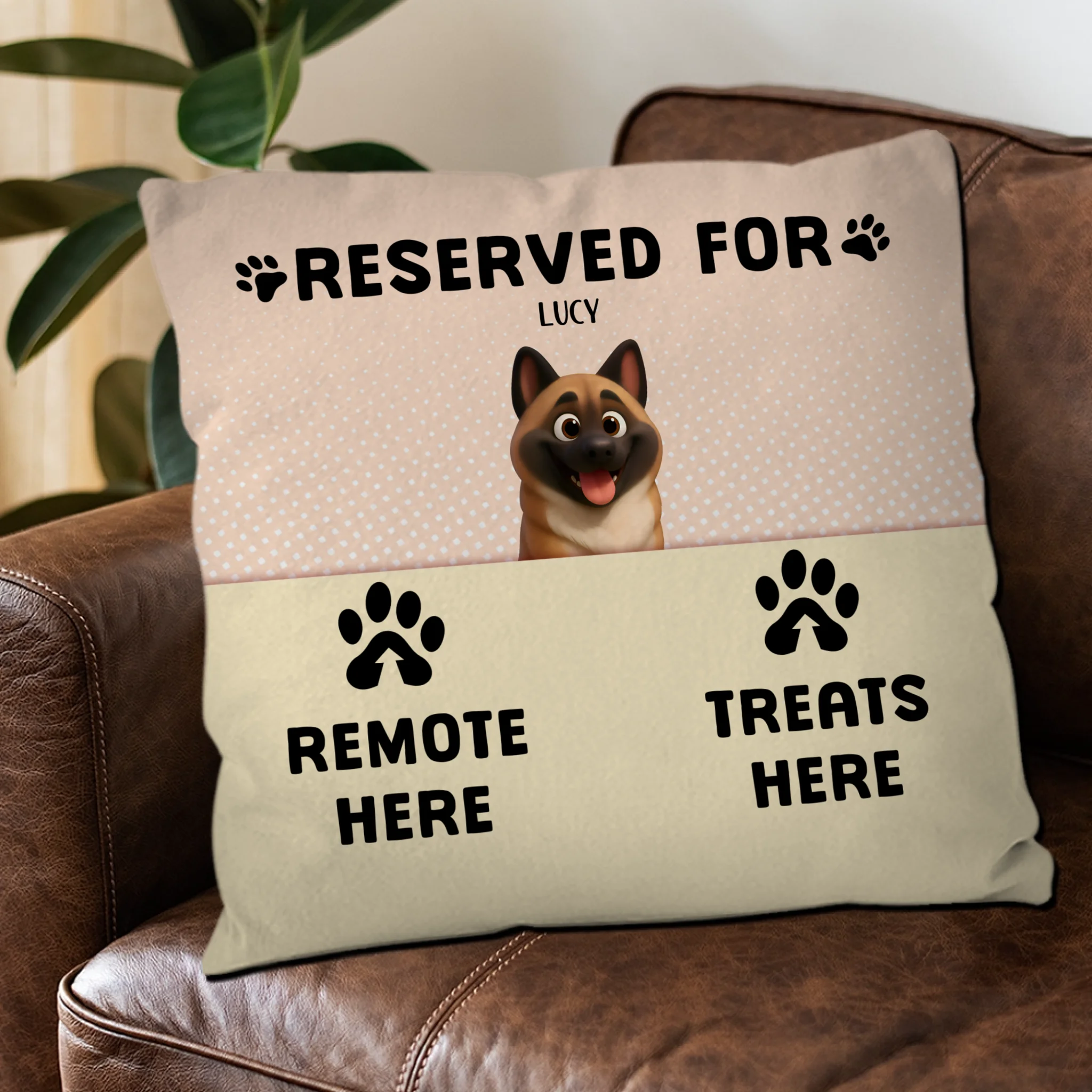 Reserved For – Remote Here, Treats Here Pillow – Meaningful Dog Owner Gift – 89Prints