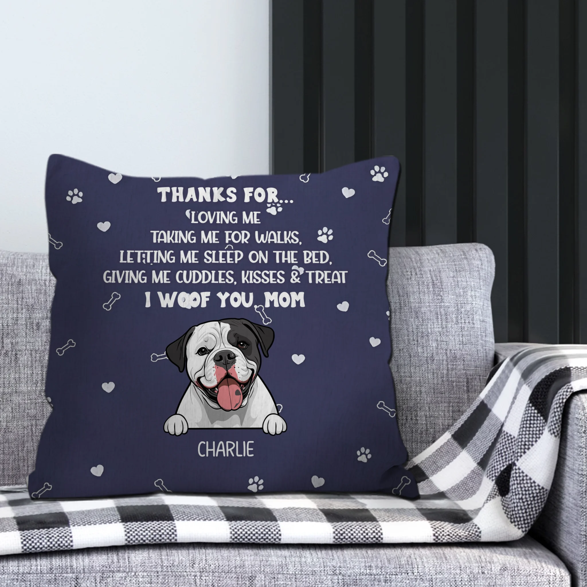 Thanks For Loving Me Pillow – Thoughtful Perfect Gift For Dog Owners – 89Prints