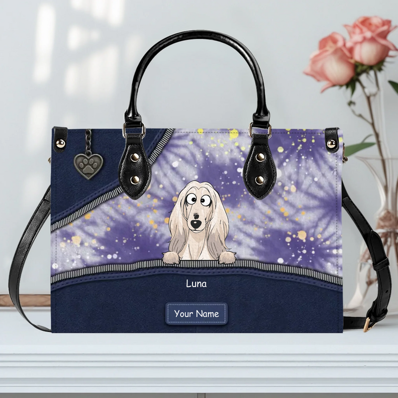 Abstract Splash & Zipper Artwork Handbag – Custom Dog Art & Name Gift for Dog Lovers - 89Prints
