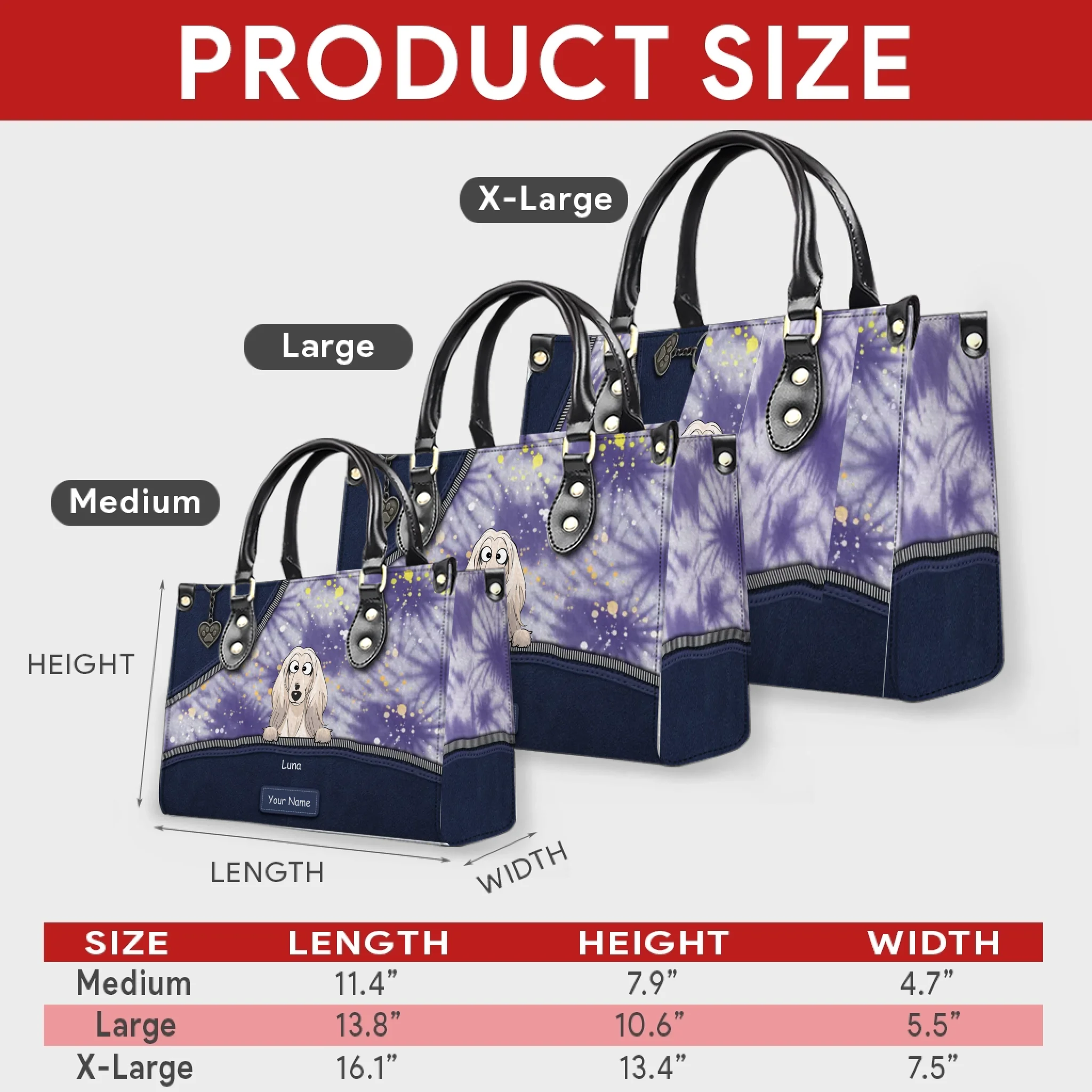 Abstract Splash & Zipper Artwork Handbag – Custom Dog Art & Name Gift for Dog Lovers - 89Prints