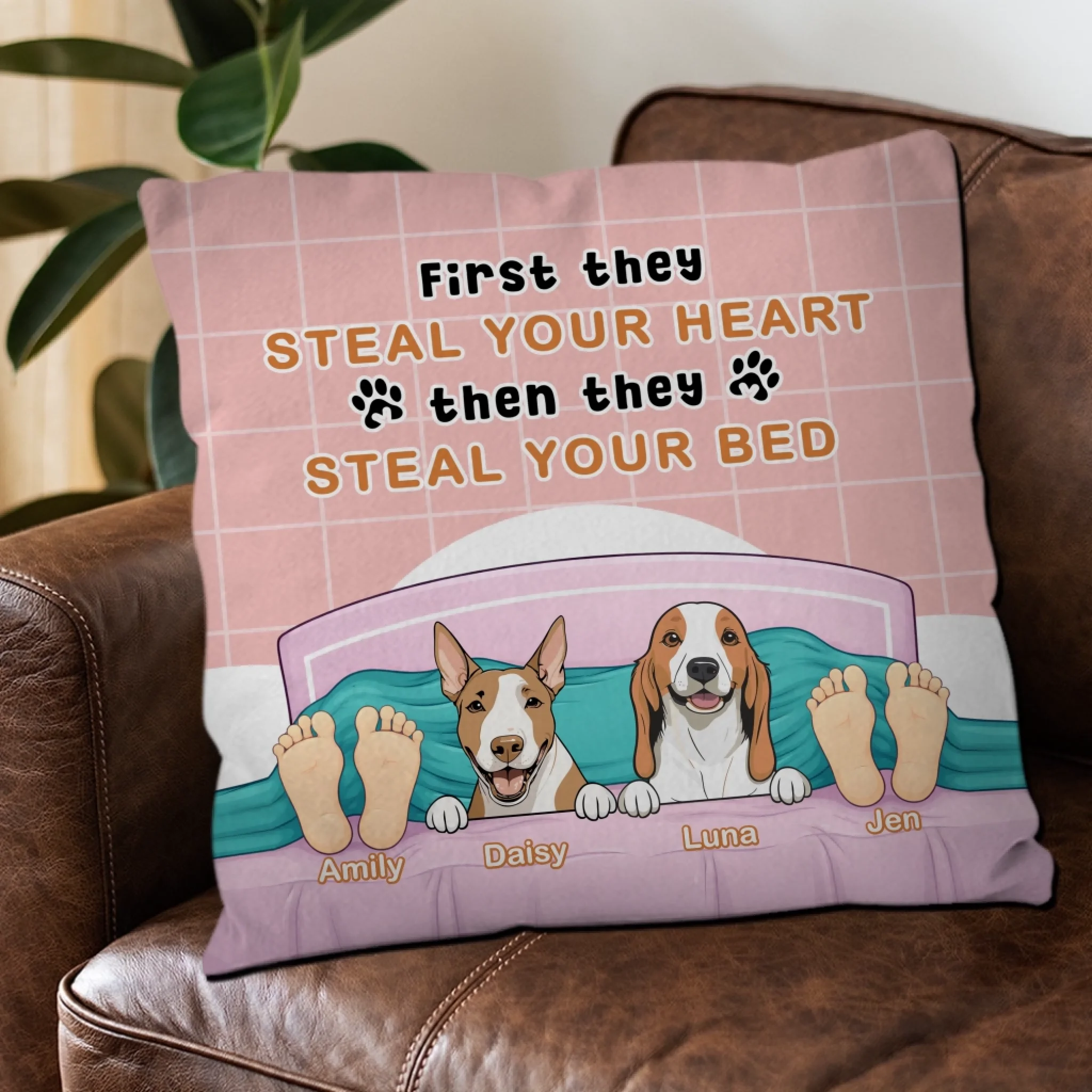 First They Steal Your Heart, Then They Steal Your Bed Pillow – Memorable Perfect Gift For Pet Lovers – 89Prints