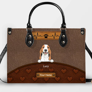 Heartbeat & Paw Love Pattern Handbag – Personalized Dog Art & Name Gift for Dog Owners - 89Prints