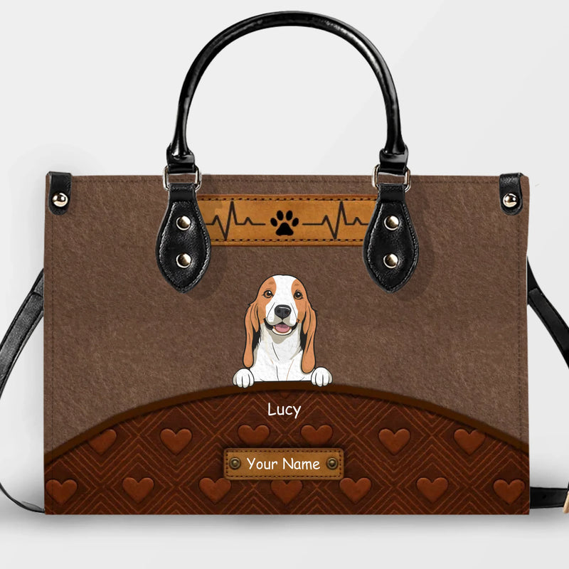 Heartbeat & Paw Love Pattern Handbag – Personalized Dog Art & Name Gift for Dog Owners - 89Prints