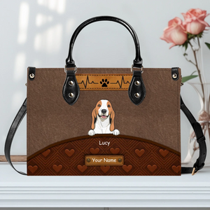 Heartbeat & Paw Love Pattern Handbag – Personalized Dog Art & Name Gift for Dog Owners - 89Prints