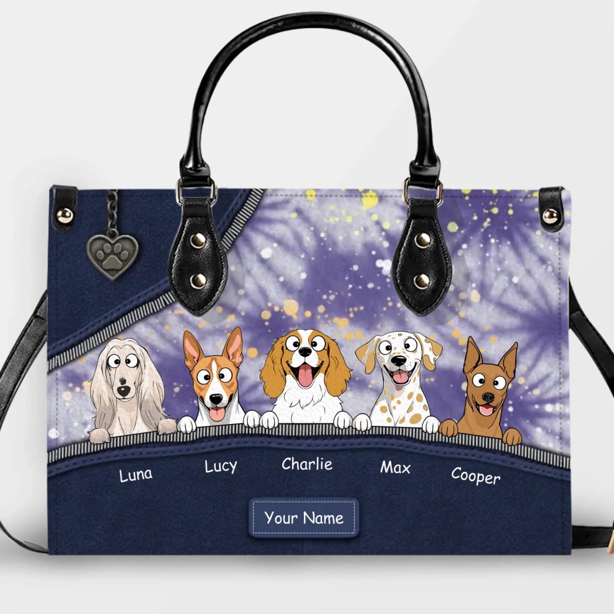 Abstract Splash & Zipper Artwork Handbag – Custom Dog Art & Name Gift for Dog Lovers - 89Prints