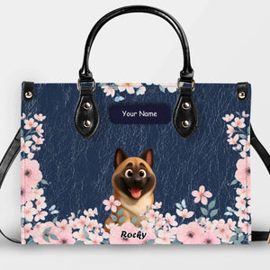Blossom Frame Artwork Handbag – Custom Dog Art & Name for Dog Lovers - 89Prints