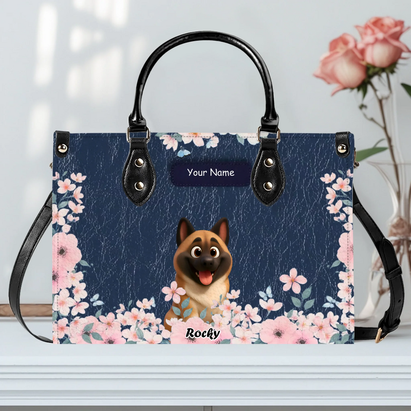 Blossom Frame Artwork Handbag – Custom Dog Art & Name for Dog Lovers - 89Prints