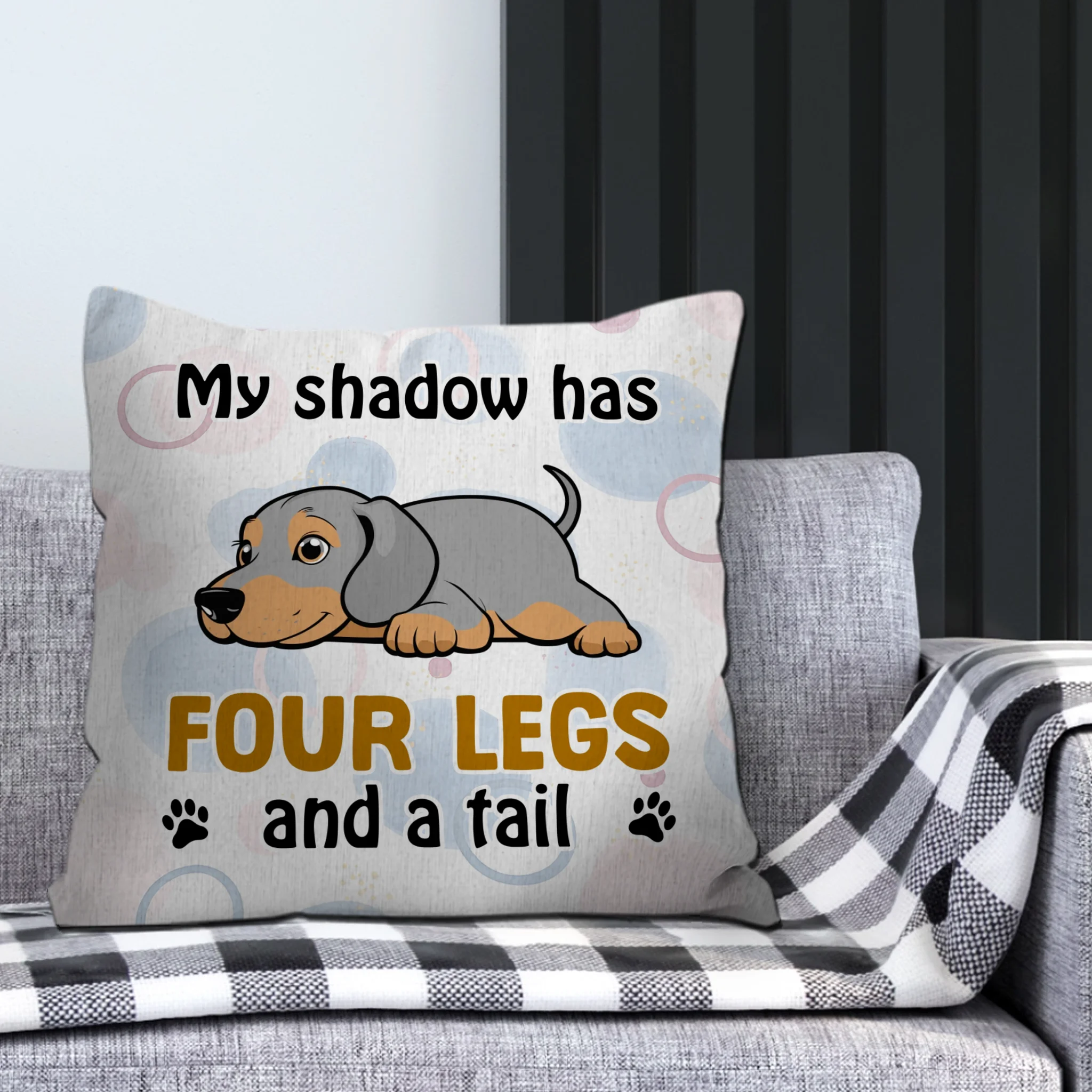 My Shadow Has Four Legs And A Tail Pillow – Sentimental Personalized Gift For Dog Lovers – 89Prints