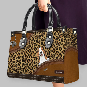 Leopard Inspired Pattern Handbag – Individualized Dog Art & Name Gift - 89Prints