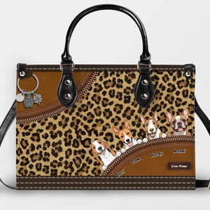 Leopard Inspired Pattern Handbag – Individualized Dog Art & Name Gift - 89Prints