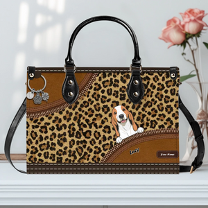 Leopard Inspired Pattern Handbag – Individualized Dog Art & Name Gift - 89Prints