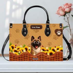 Woven Basket Dog Illustration Handbag – Exclusive Dog Art & Name Gift for Dog Lovers - 89Prints